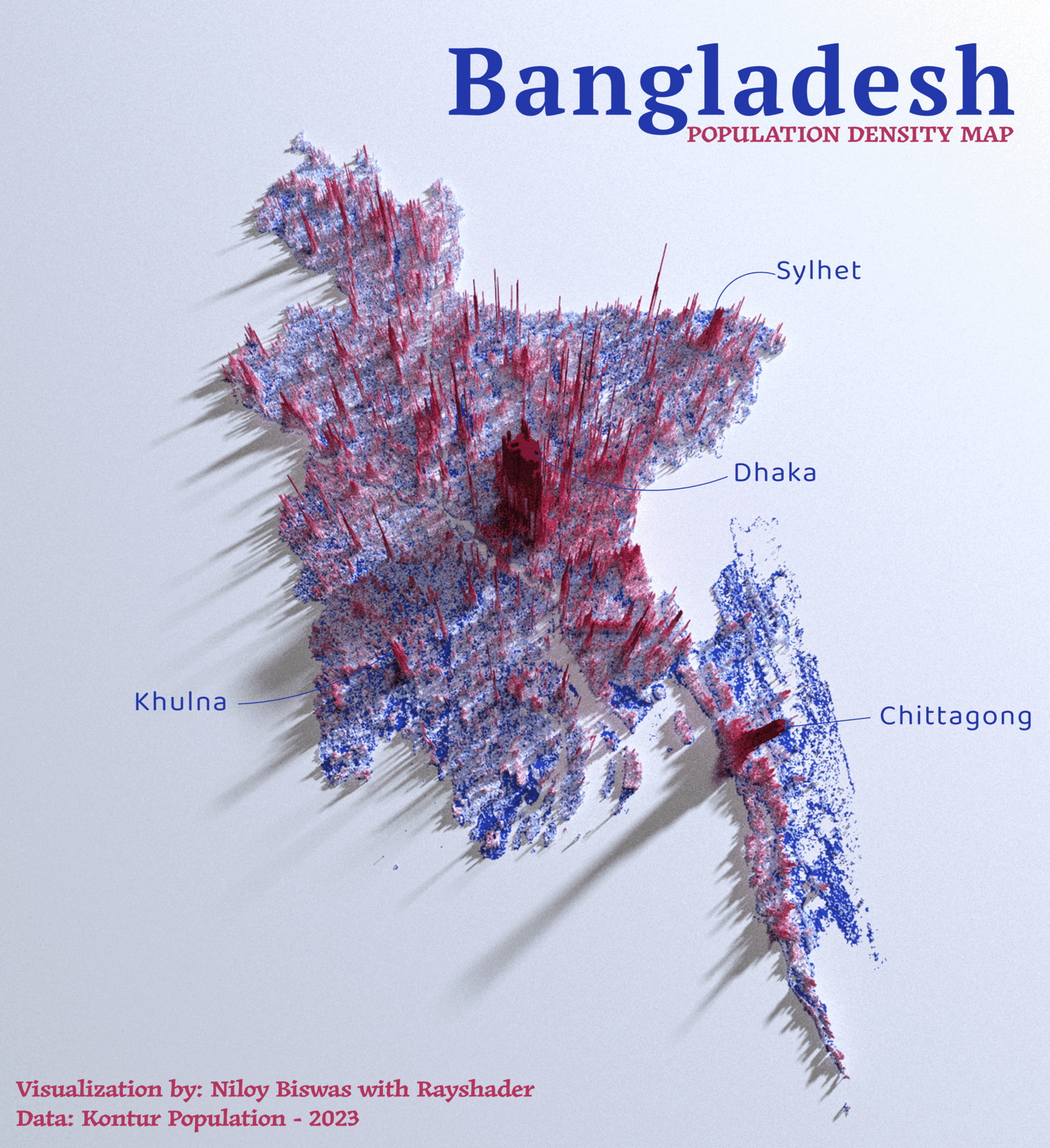 Bangladesh population density map