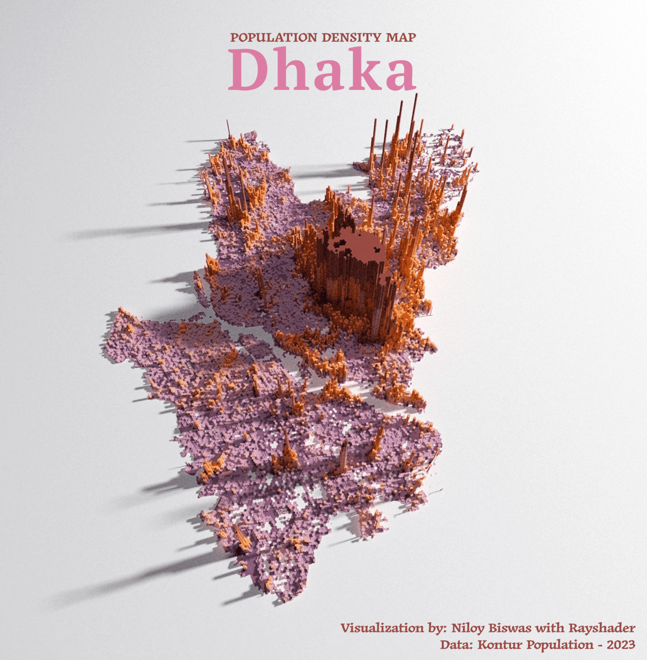 Dhaka, Bangladesh population density map